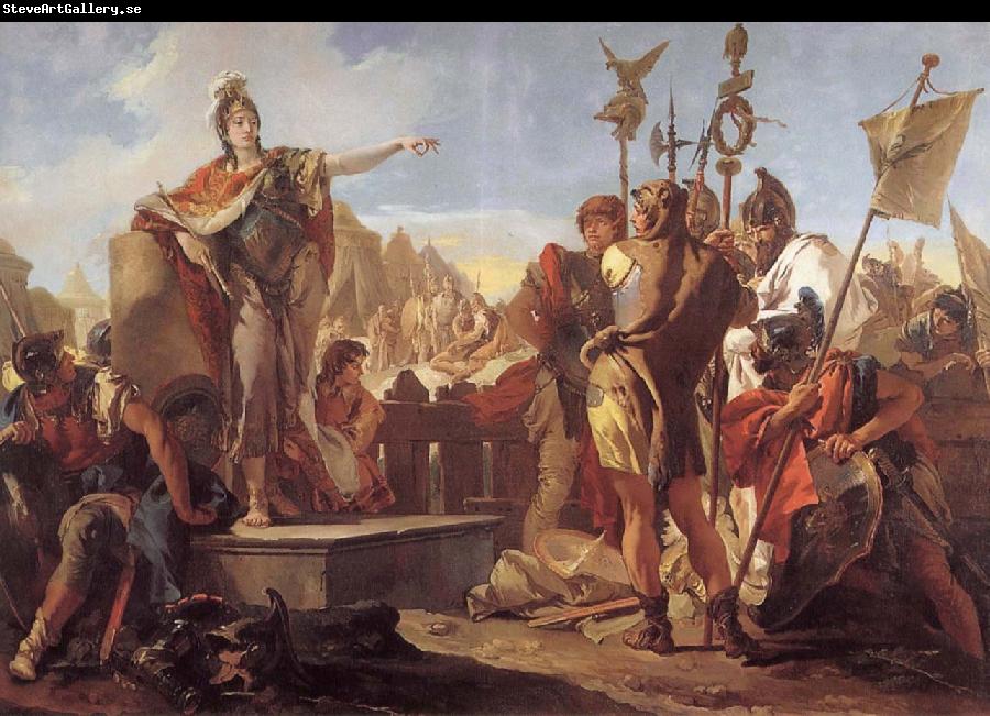 Giovanni Battista Tiepolo Queen Zenobia talk to their soldiers